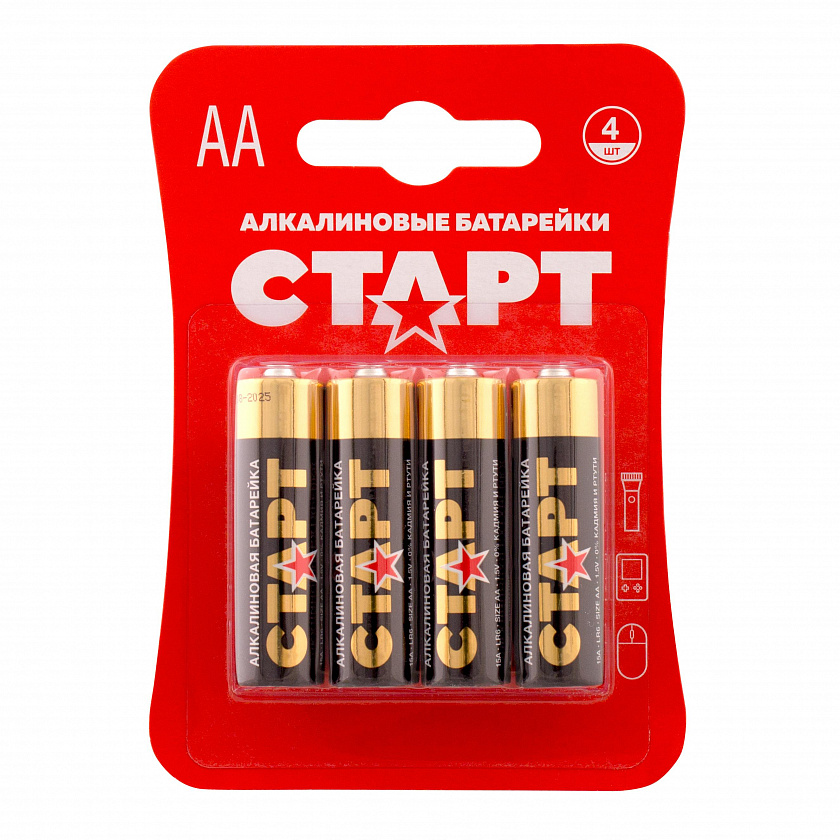 СТАРТ LR6-BL4 (1,5 В, AA, LR6), упак. 4 шт. БЛИСТЕР Алкалиновые батарейки - YUM
