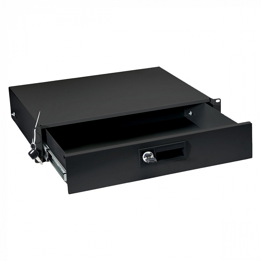 DRW-2U-BK (8637c) Ящик для документов 2U, глубиной 360 мм, цвет черный - YUM