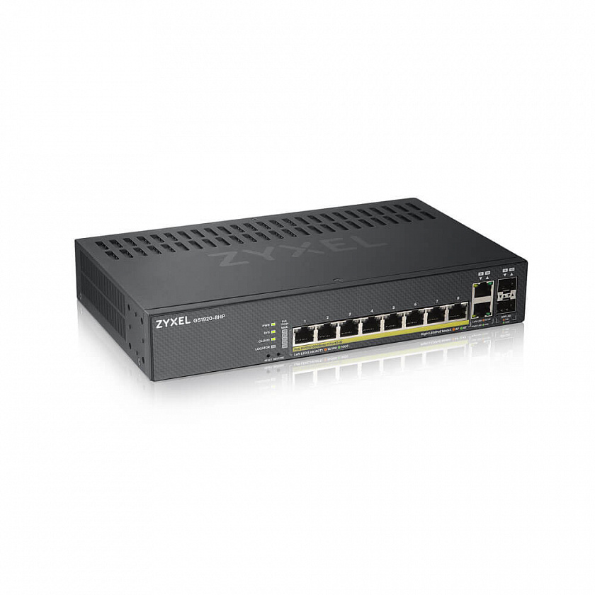 GS1920-8HPV2-EU0101F Гибридный Smart коммутатор PoE+ NebulaFlex 8xGE PoE+, 2xCombo (SFP/RJ-45) - YUM