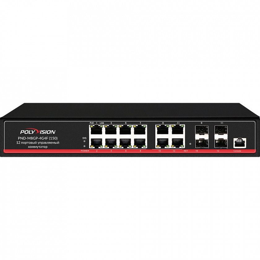 PND-M8G-4G4F Коммутатор управляемый оптический 12 портовый - YUM