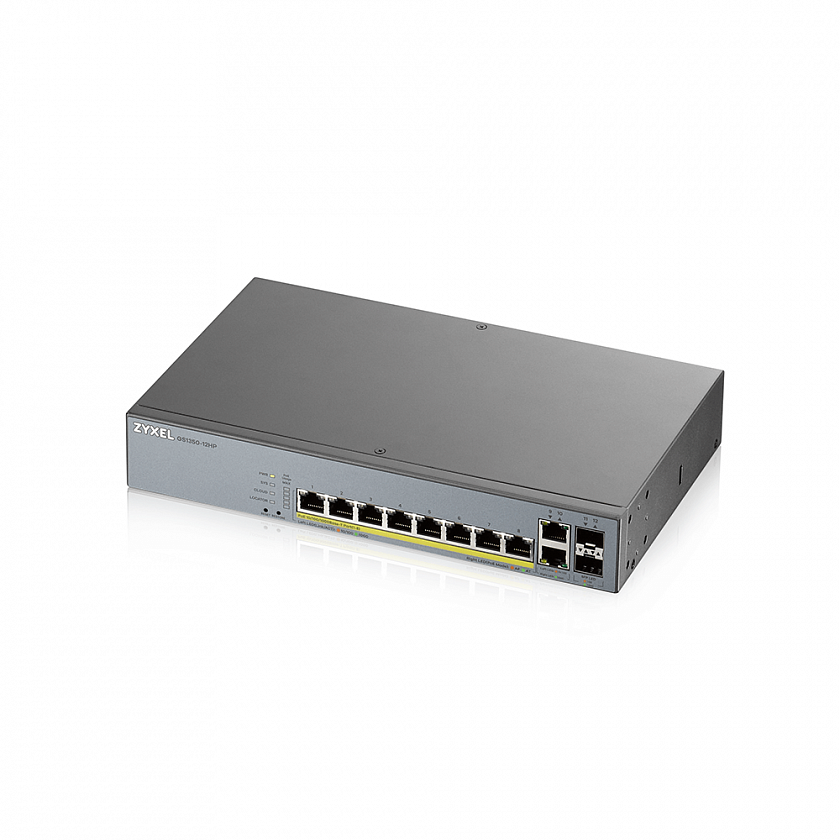 GS1350-12HP-EU0101F L2 коммутатор PoE+ для IP-видеокамер rack 19", 10xGE (8xPoE+), 2xSFP - YUM