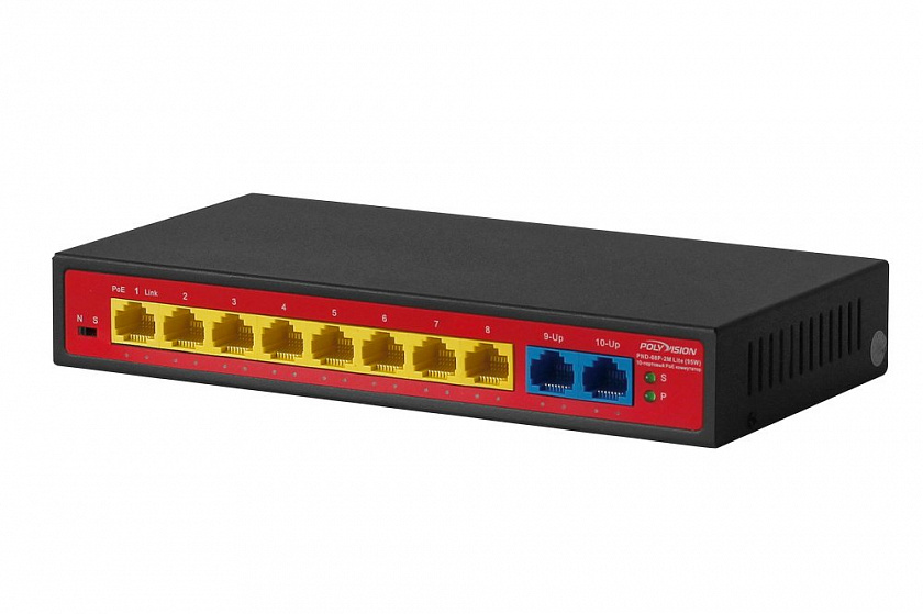 PND-08P-2M Lite (95W) Коммутатор неуправляемый 10-портовый с функцией PoE - YUM
