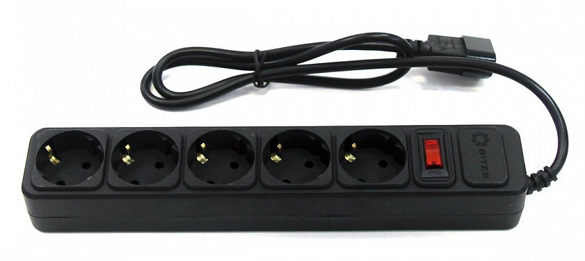 SP5B-110U Сетевой фильтр 5 розеток, 1м, черный - YUM