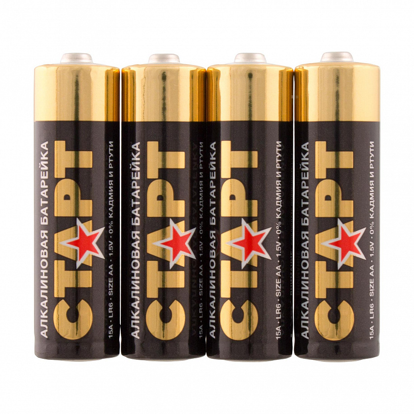 СТАРТ LR6-SH4-BOX (1,5 В, AA, LR6), упак. 4 шт. Алкалиновые батарейки - YUM