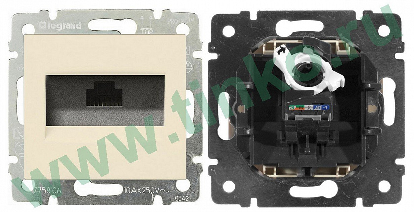 Розетка Valena 1xRJ45 Cat.6, слоновая кость - YUM