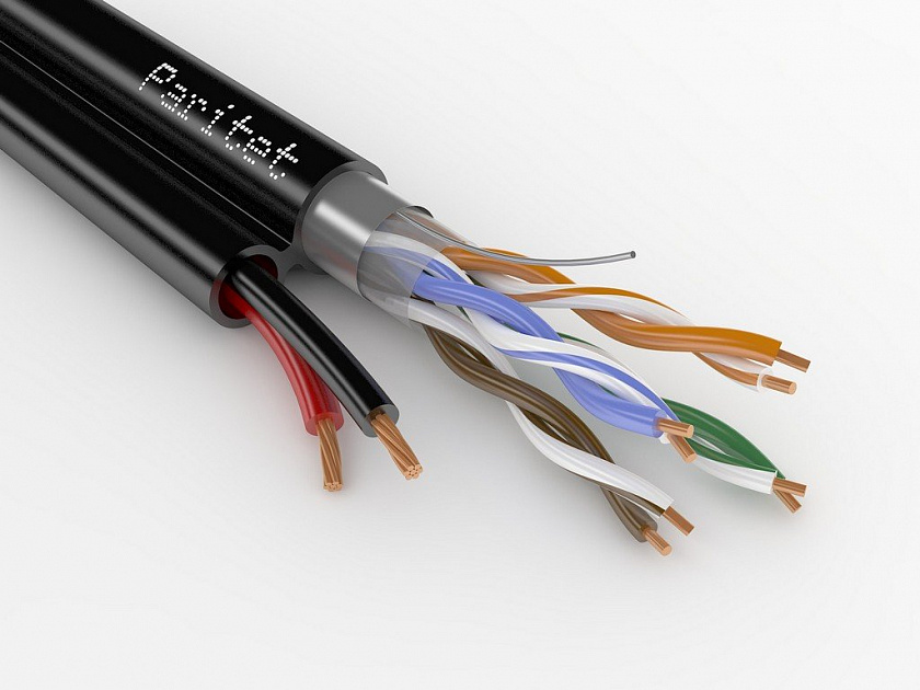 ParLan combi F/UTP4 Cat5e + 2х0,75 PE Комбинированный кабель для подключения уличных IP-камер видеонаблюдения с ИК подсветкой, подогревом и ДУ - YUM