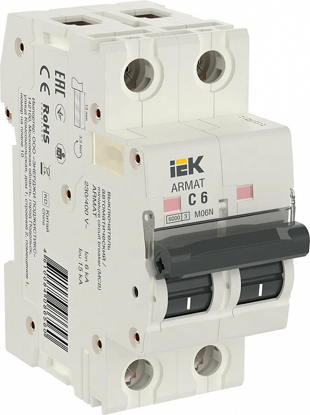 M06N 2P C 6А 6кА ARMAT (AR-M06N-2-C006) Автоматический выключатель - YUM