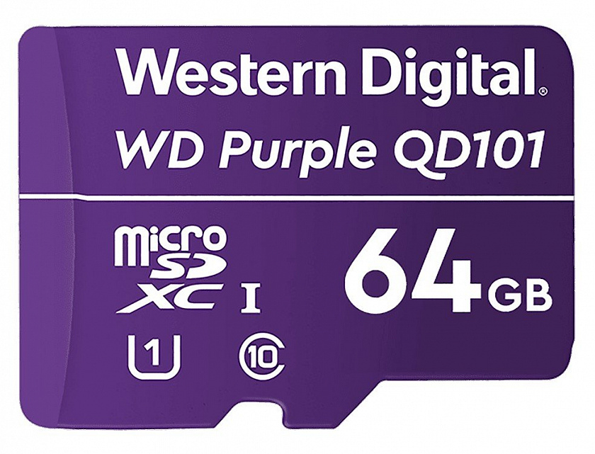 MicroSDHC 64ГБ, Class 10 UHS 1 (WDD064G1P0C) Карта памяти WD Purple SC QD101 Ultra Endurance - YUM