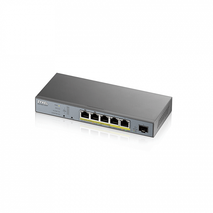 GS1350-6HP-EU0101F L2 коммутатор PoE+ для IP-видеокамер 4xGE PoE+, 1xGE PoE++ (802.3bt), 1xSFP - YUM