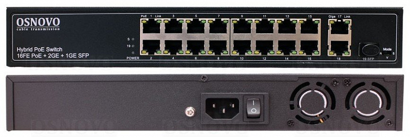 SW-61621(300W) Коммутатор 16-портовый Fast Ethernet с PoE - YUM
