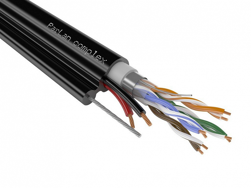 ParLan complex F/UTP4 Cat5e + 2х0,50 PVC/PEtr Комбинированный кабель для подключения уличных IP-камер видеонаблюдения с ИК подсветкой, подогревом и ДУ - YUM