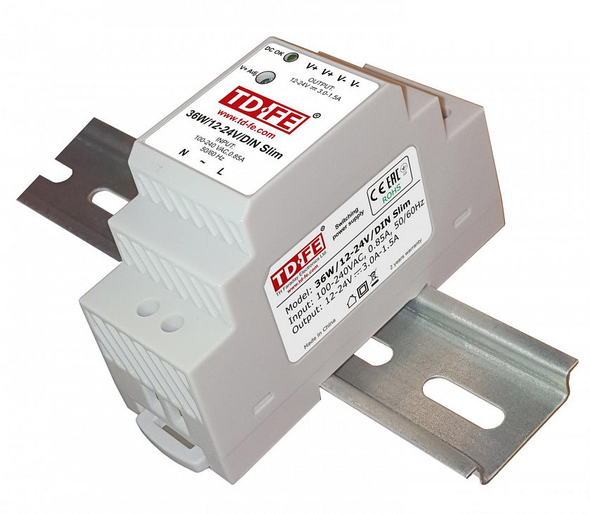 36W/12-24V/DIN Slim Источник вторичного электропитания - YUM