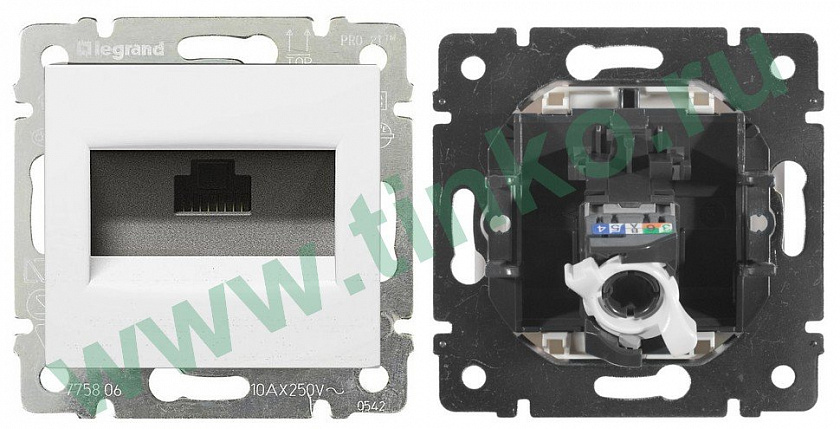 Розетка Valena 1xRJ45 Cat.5, белый - YUM
