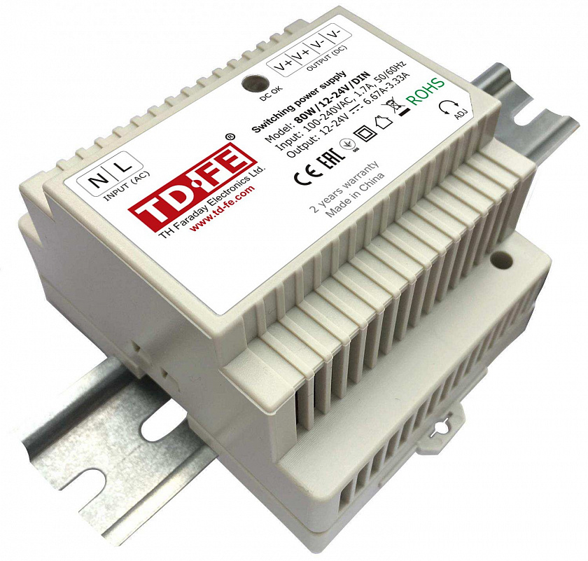80W/12-24V/DIN Источник вторичного электропитания - YUM