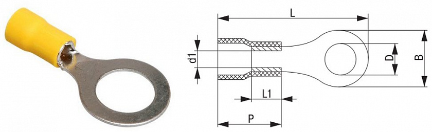 Наконечник НКИ5.5-6 кольцо 4-6мм (100шт) (UNL20-006-6-6) - YUM