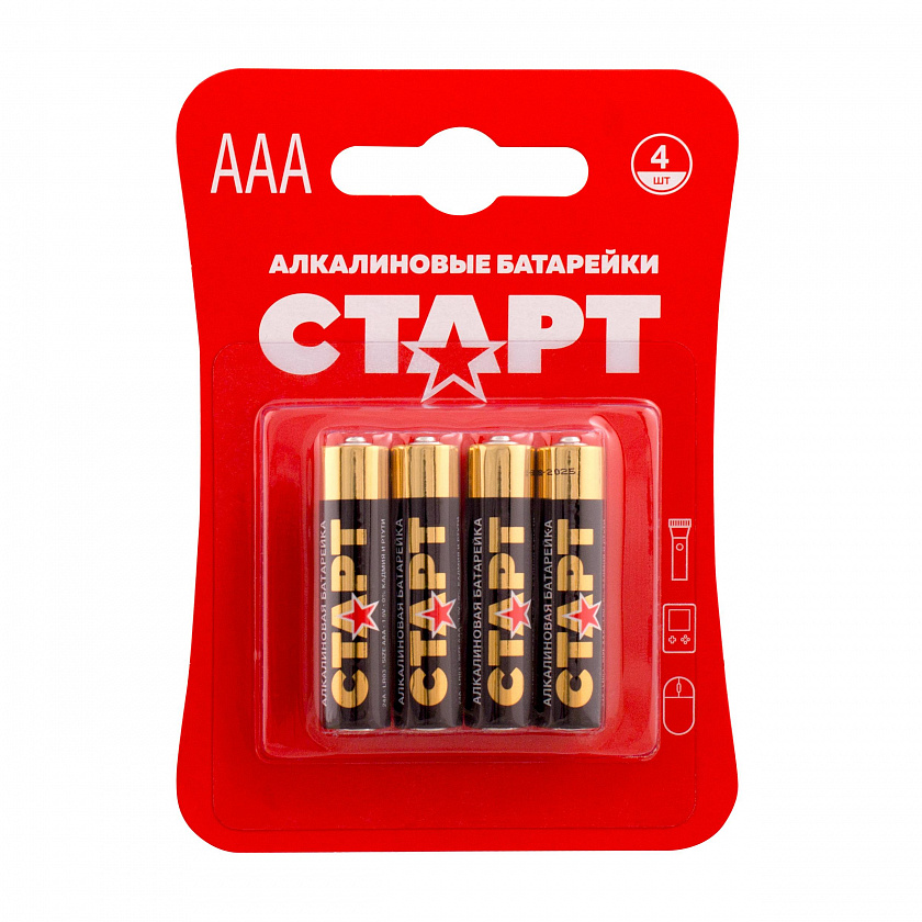 СТАРТ LR03-BL4 (1,5 В, AAA, LR03), упак. 4 шт. БЛИСТЕР Алкалиновые батарейки - YUM