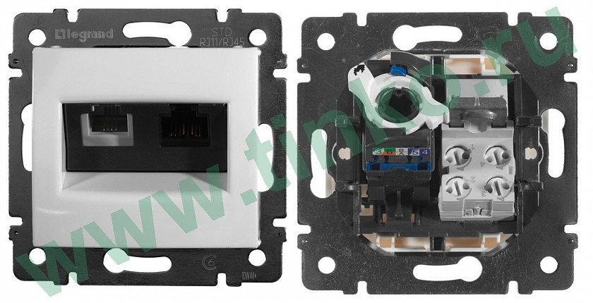 Розетка Valena 2xRJ11+RJ45 Cat.6, белый - YUM