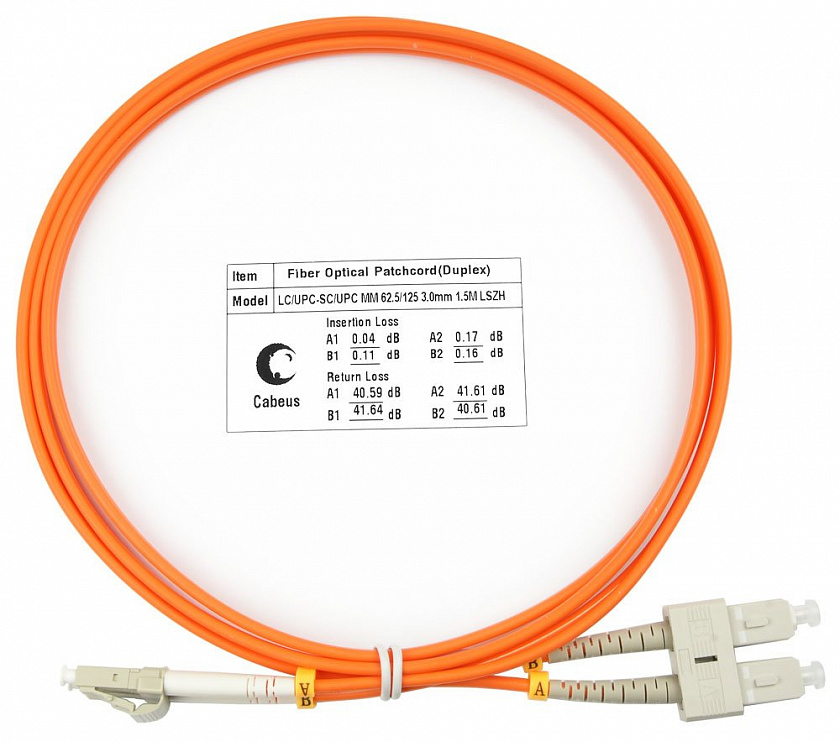 FOP-62-LC-SC-1,5m (7606c) Патч-корд оптический - YUM