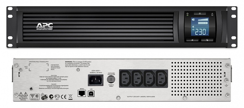 SMC1000I-2U APC Smart-UPS C 1000 ВА Источник бесперебойного питания - YUM