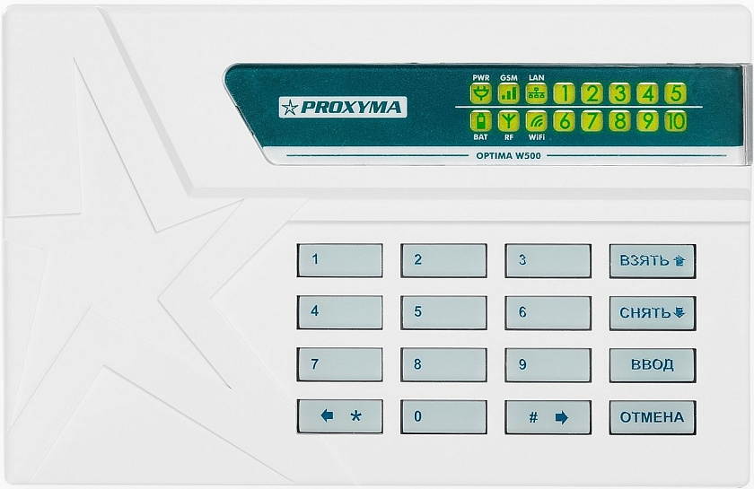 W500RL+ Optima Объектовый прибор с встроенными GSM, РПП Ладога-РК/Ладога-РК+, и проводными шлейфами - YUM