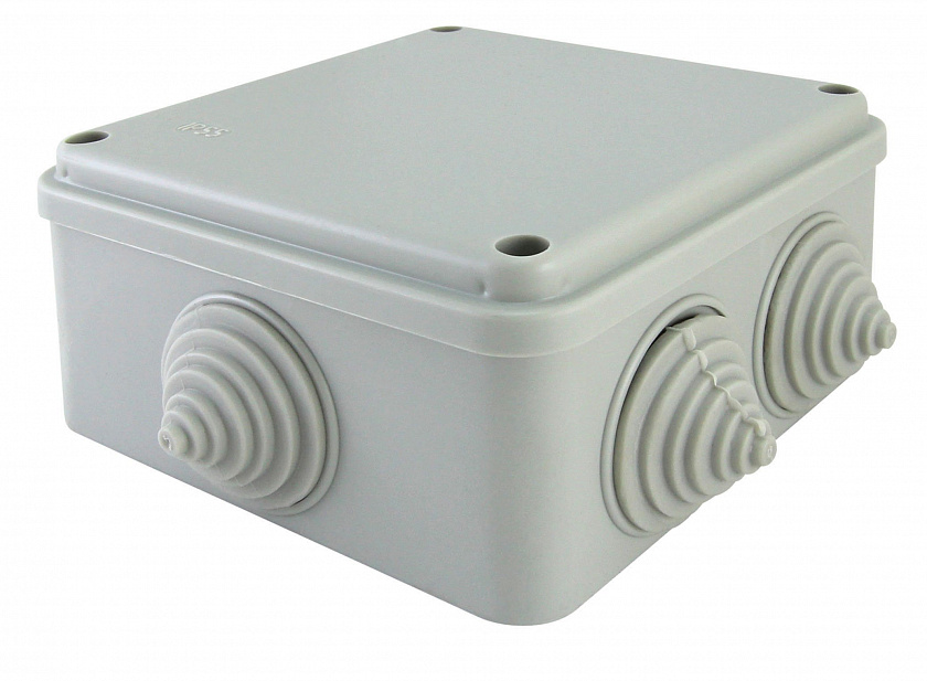 Коробка ОП 100х100х50мм, крышка на винтах, IP55, 6 вх. (SQ1401-1234) Распаячная - YUM