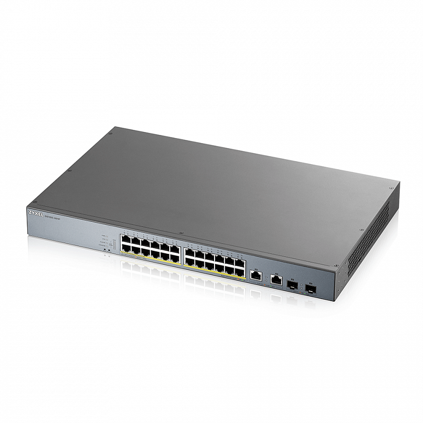 GS1350-26HP-EU0101F L2 коммутатор PoE+ для IP-видеокамер rack 19", 24xGE PoE+, 2xCombo (SFP/RJ-45) - YUM