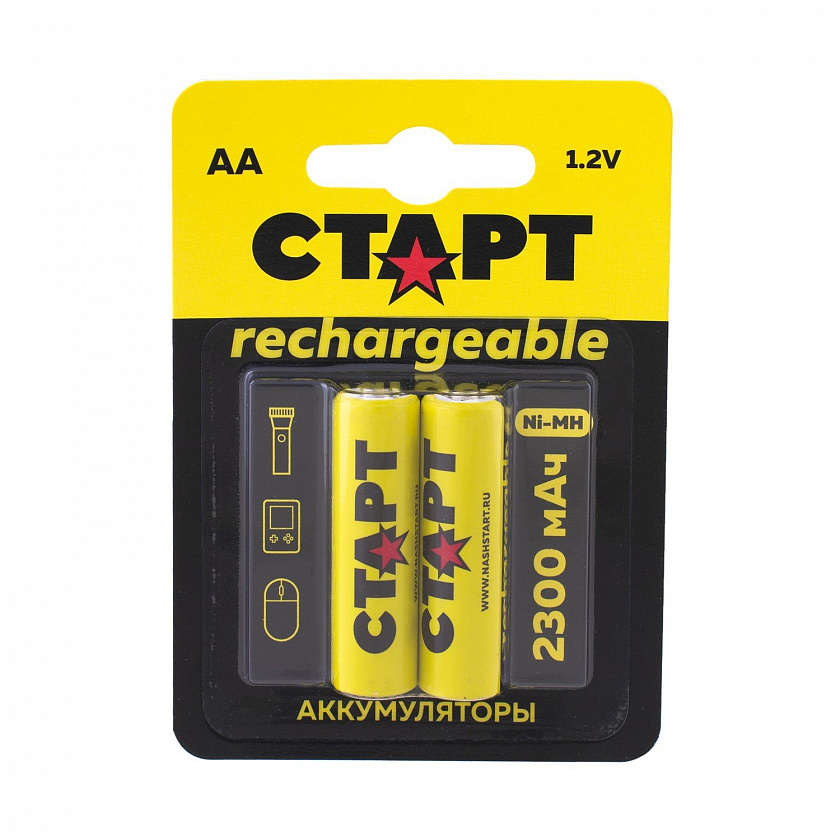 СТАРТ HR6 (AA, 2300 mah), упак. 2 шт. БЛИСТЕР Перезаряжаемые аккумуляторы - YUM