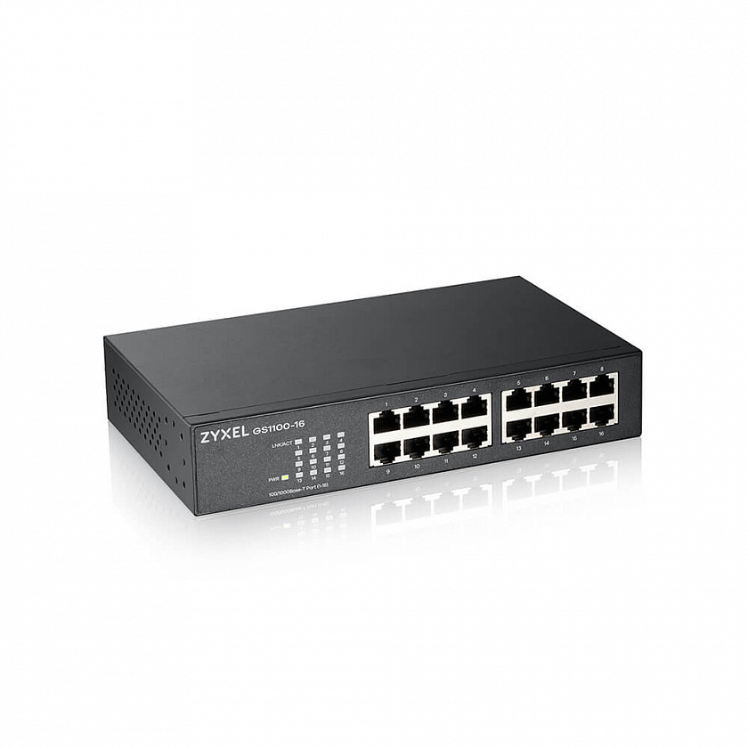 GS1100-16-EU0103F Коммутатор 16xGE, rack 19", бесшумный - YUM