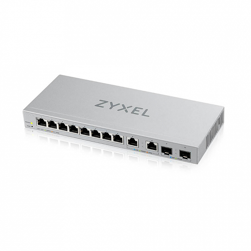 XGS1210-12-ZZ0101F Smart коммутатор 8xGE, 2x1/2,5GE, 2xSFP+, настольный, бесшумный - YUM