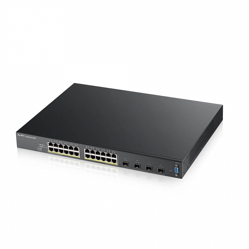 XGS2210-28HP-EU0101F L2+ коммутатор PoE+ rack 19", 24xPoE+, 4xSFP+, стекируемый (до 2) - YUM