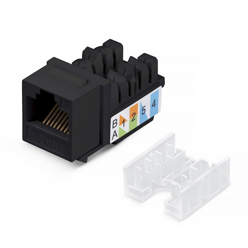 KJ-RJ45-Cat.6-90-SW-BK (10102c) Вставка Keystone Jack RJ-48 - YUM