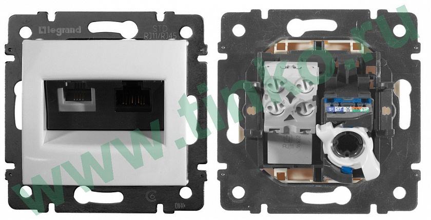 Розетка Valena 2xRJ11+RJ45 Cat.6, слоновая кость - YUM