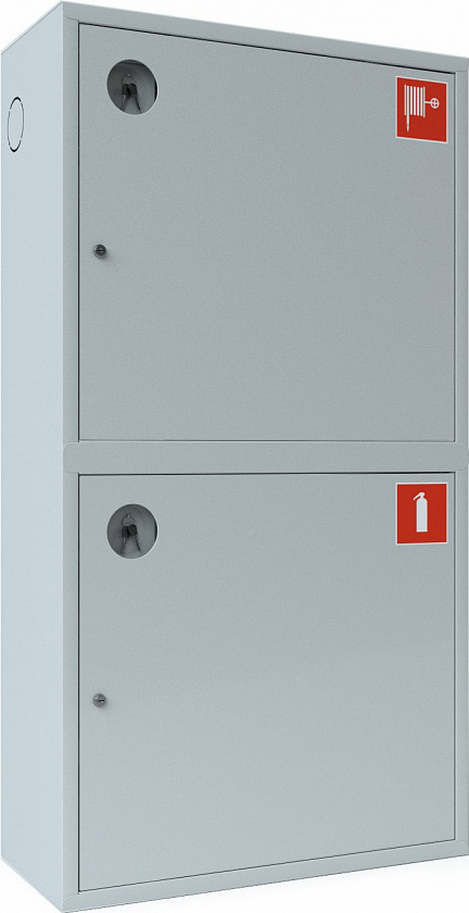 Ш-ПК-003-21НЗБ (ПК-320-21НЗБ) лев. Шкаф пожарный навесной закрытый белый - YUM