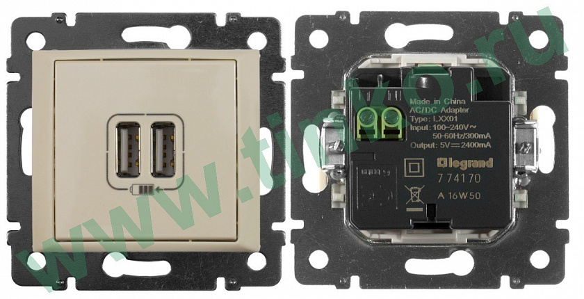 Розетка Valena двойная, USB, слоновая кость - YUM