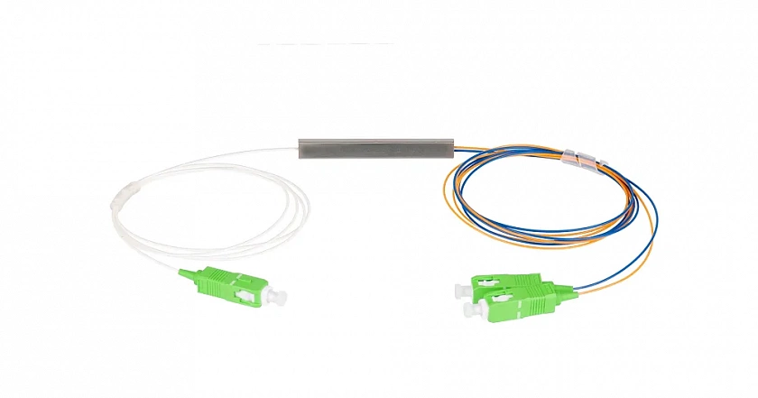 NMF-SPP1X2A1-SCA-M Сплиттер планарный 1x2, 9/125мкм, SC/APC, 0.9 мм - YUM