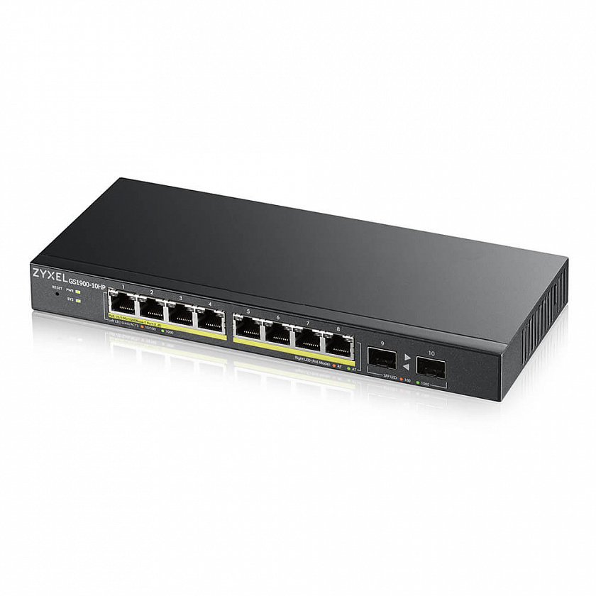 GS1900-10HP-EU0102F Коммутатор сетевой гигабитный 10 портовый управляемый L2 с PoE - YUM