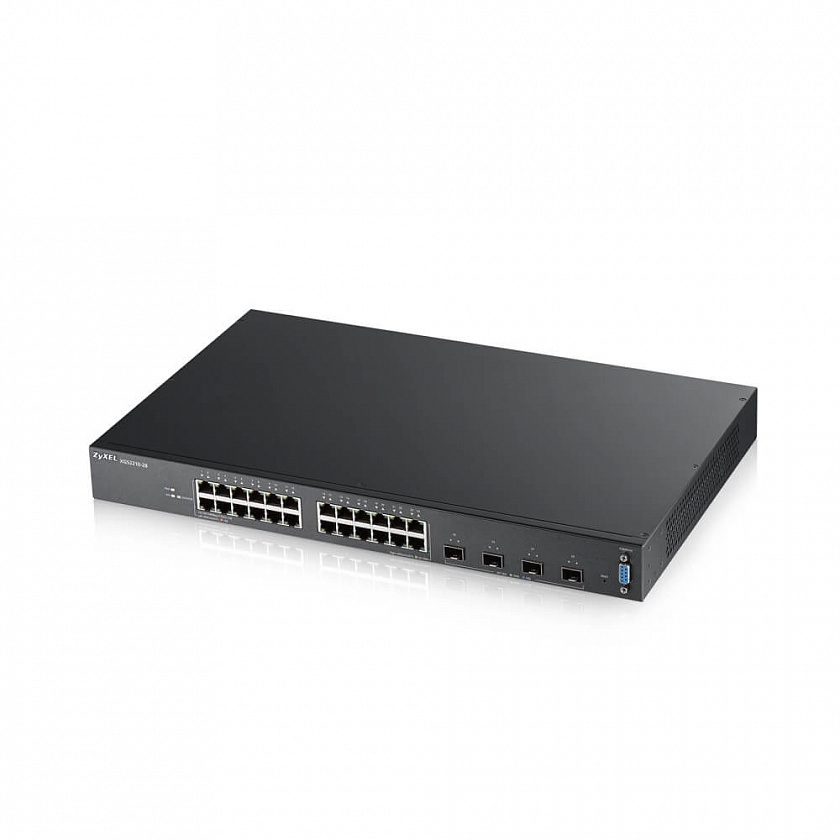 XGS2210-28-EU0101F L2+ коммутатор rack 19", 24xGE, 4xSFP+, стекируемый (до 2), бесшумный - YUM