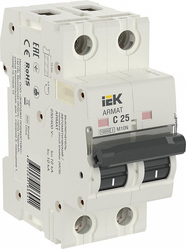 M10N 2P C 25А 10кА ARMAT (AR-M10N-2-C025) Автоматический выключатель - YUM