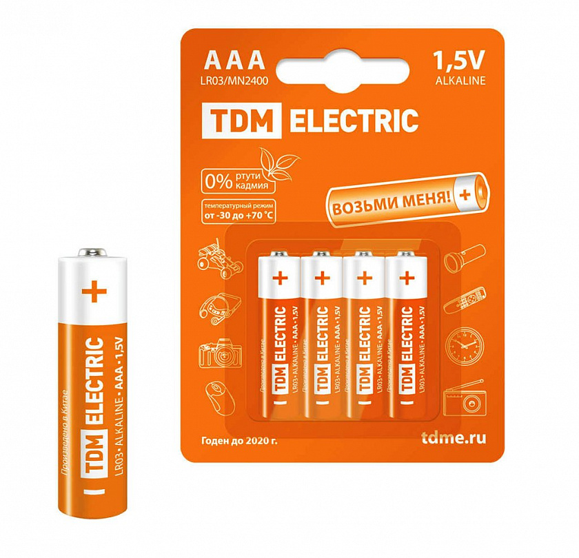 LR03 AAA Alkaline 1,5V BP-4 TDM (SQ1702-0006) Элемент питания - YUM