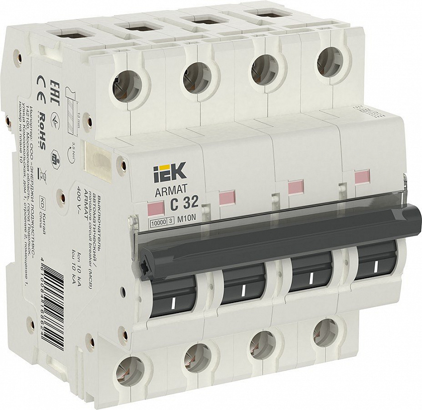 M10N 4P C 32А 10кА ARMAT (AR-M10N-4-C032) Автоматический выключатель - YUM