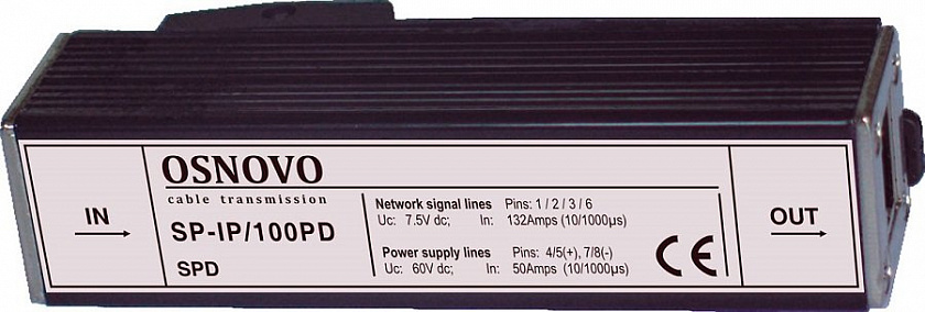 SP-IP/100PD Устройство грозозащиты цепей Ethernet - YUM